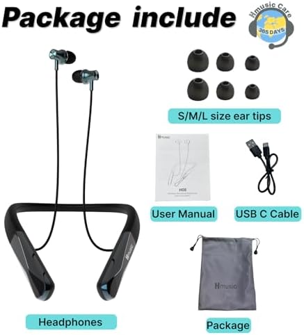 Elevate Your Audio Experience with Hmusic H08 Wireless Bluetooth Neckband Headphones – Cutting-Edge Bluetooth 6.0 Connectivity, 35-Hour Battery Life for Non-Stop Listening, IPX5 Waterproof for Active Lifestyles, Magnetic Storage for Effortless Portability, Crystal Clear Voice Mic for Calls, Perfect for Sports and Daily Use with Premium Sound Quality and Comfort