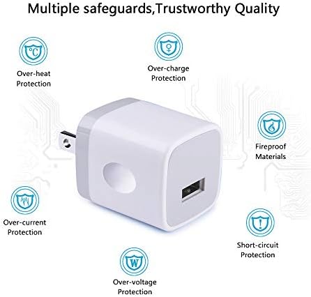 Compact USB Wall Charger for i Phone & Samsung Devices – 10-Pack Nono UV Single Port Power Adapter – 1 A/5 V Fast Charging Block for Travel and Home Use – Ultimate Compatibility for i Phone 15, 14, 13, 12, 11 Pro, SE, XR, XS, X, 8, 7, 6 Plus & i Pad – Reliable, Travel-Friendly Charging Solution for Multi-Device Power Needs