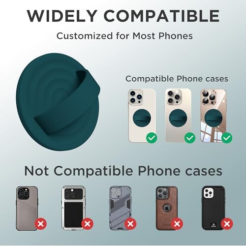 Upgraded Magnetic Phone Grip for i Phone: Premium Silicone Loop Holder with Mag Safe Compatibility – Ergonomic 360-Degree Stand, Non-Slip Design in Sleek Black for Enhanced Comfort and Secure Handling on i Phone 16/15/14/13/12 Pro Max/Plus