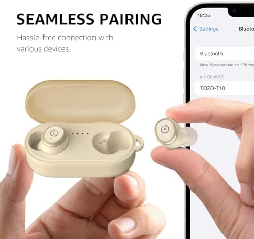 TOZO T10 Wireless Earbuds with Bluetooth 5.3 – Customizable EQ for Personalized Sound, Ergonomic Fit for Ultimate Comfort, 55 Hours Playtime, IPX8 Waterproof Rating, Wireless Charging Case – 2025 Enhanced Audio Experience for Active Lifestyles