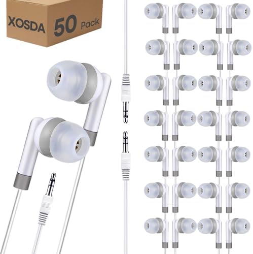Bulk 100 Pack Classroom Earbuds – Lightweight and Durable Headphones for Enhanced Student Focus, Tangle-Free Design Perfect for Interactive Learning, Compatible with Tablets and Laptops, Ideal Audio Solution for Group Activities and Educational Presentations
