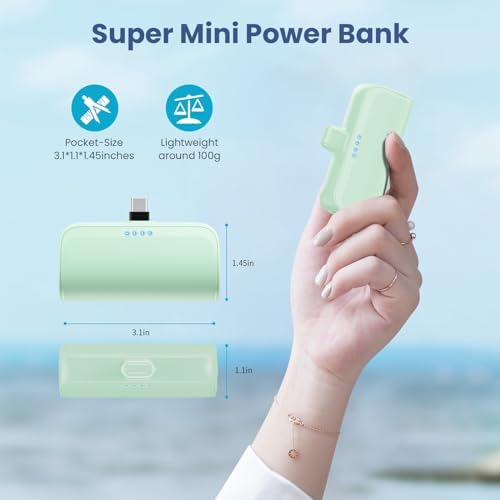 Ultra-Compact 5200 m Ah USB C Power Bank – Fast Charging Mini Portable Charger for i Phone 16/16 Plus/15/15 Plus/15 Pro Max, Galaxy S25/S24, i Pad, and Android Devices – Essential Power Solution for On-the-Go Charging