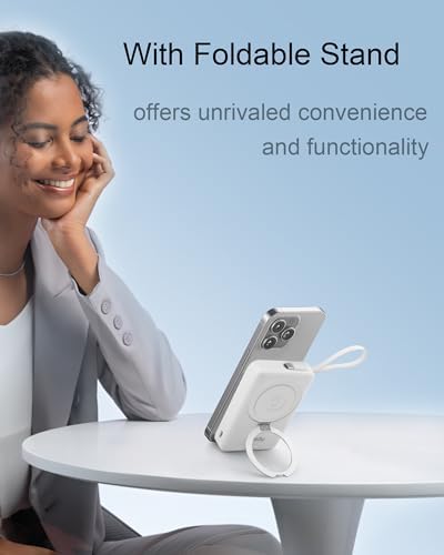 Miady 10,000 m Ah Magnetic Power Bank with Integrated Apple Watch Charger – Fast 35 W Wired & 15 W Wireless Charging for i Phone 16/15/14/13/12 & Android Devices – Compact Design with Built-In USB-C Cable & Safety Features for Effortless On-the-Go Power Solutions