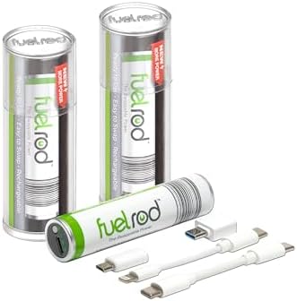 Ultimate Fuel Rod USB-C Portable Power Bank Duo – All-in-One Charging Kit with Cables & Adapters for Tablets & Smartphones, Effortless Kiosk Swaps, Fast Recharge Solution for On-the-Go Power Needs