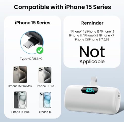 Ultra-Compact 5000 m Ah USB-C Power Bank – Fast Charging Mini Portable Charger with Built-in Connector & LCD Display – Perfect for i Phone 15, i Pad Pro, and Android Devices – Lightweight and Travel-Friendly Power Solution for On-the-Go Connectivity