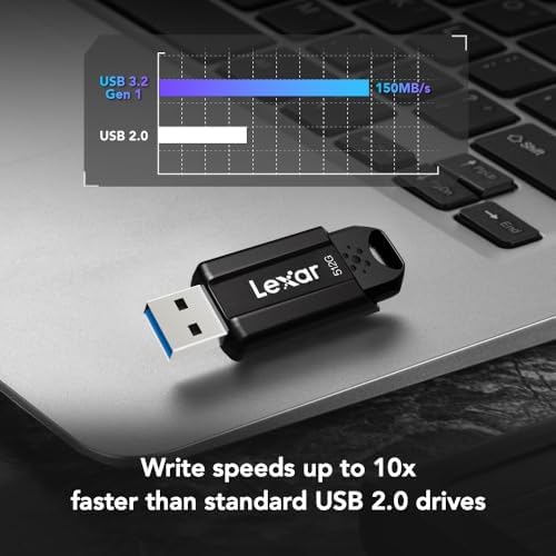 Lexar 512 GB S80 USB 3.2 Gen 1 Flash Drive: High-Speed Data Transfer at 150 MB/s, Compact External Storage Solution for Effortless File Management, Enhanced Compatibility with USB 3.0 & 2.0, Durable Design for On-the-Go Professionals and Creatives