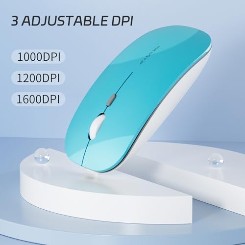 Uciefy Q5 Slim Rose Gold Wireless Mouse – Portable Optical Rechargeable Design with Silent Click, USB Receiver & Type C Adapter for Effortless PC, Laptop & Desktop Compatibility – Elevate Your Workspace with Style & Precision