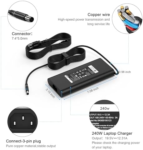 Dell 65 W USB-C Laptop Charger – High-Speed Replacement for XPS, Chromebook, Latitude, and Inspiron Models – Dual Compatibility for Home and Office Use – Enhanced Power Delivery (PD 3.0) for Efficient Charging – Ideal AC Adapter for Work and Travel