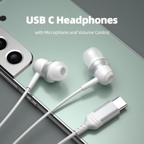 Discover Unmatched Sound with USB C Wired Earbuds – Premium Noise Cancelling Earphones for Samsung S24, S23 Ultra, and i Phone 16 Pro Max – Enhanced Microphone, Convenient Volume Control, and Magnetic Design for Ultimate Portability and Crystal-Clear Audio Quality Across All Devices