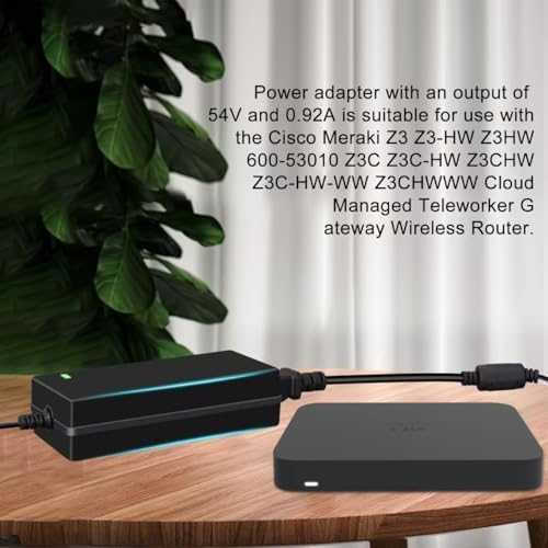 Premium 54 V Power Adapter for Cisco Meraki Z3 & Z3 C – MA-PWR-50 WAC | Reliable Power Supply for Optimal Network Efficiency and Connectivity Boost Enhance your networking setup with this high-performance 54 V power adapter, meticulously designed for complete compatibility with Cisco Meraki Z3, Z3 C, and Z3 C-HW wireless routers. Engineered for high efficiency, this power supply ensures uninterrupted connectivity, maximizing device performance in high-demand scenarios. Its robust construction guarantees long-lasting durability, while the compact and lightweight design allows for flexible installation options in any environment. Experience exceptional energy efficiency that minimizes waste and accelerates data speeds, fostering reliable connections. Crafted by Shenzhen Manboli Trading Co., Ltd, this essential accessory simplifies your installation process and extends device lifespan. Upgrade your power solution today for a seamless and dependable wireless networking experience.