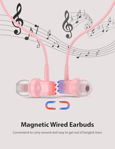 Stylish Pink USB C Earbuds for i Phone 16 Series – Ultra-Lightweight Noise-Isolating Headphones with Built-In Microphone – Perfect for Girls, Women, and Kids – Magnetic Type C Compatibility for i Pad Pro, Samsung, Google Devices – Travel-Friendly Earphones Delivering Exceptional Sound Quality and All-Day Comfort – Your Go-To Accessory for Effortless Connectivity and Vibrant Audio Experience