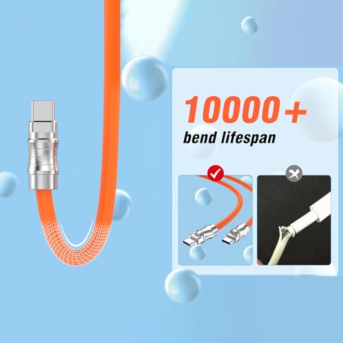 USB C to USB C Silicone Cable 2Pack 10FT, Ultra Flexible & Soft USB Type C 100W Fast Charging Cable, Geek Industrial PD Data Transfer Cable for Phones,Tablet,Laptops(Yellow) – Enhanced Compatibility and Speed