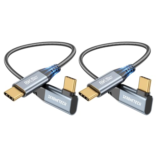 USB C Monitor Cable 8K@60Hz/4K@144Hz, Right Angle Display Video Output, 40Gbps High Speed Data Transfer, USB C 3.2 Gen 2×2, 240W Fast Charge for iPhone 16, MacBook Pro, iPad, Lenovo – 5FT – Enhanced Compatibility and Speed