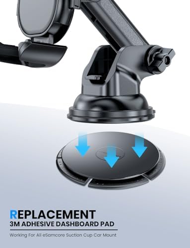 e Samcore Dashboard Sticky Pad Set – 4-Pack Premium Adhesive Disks for Secure Suction Cup Mounts, 3.1” Diameter, Perfect for i Phones, i Pads, Tablets & GPS – Enhance Driving Safety & Convenience with Reliable Adhesion and Mess-Free Installation