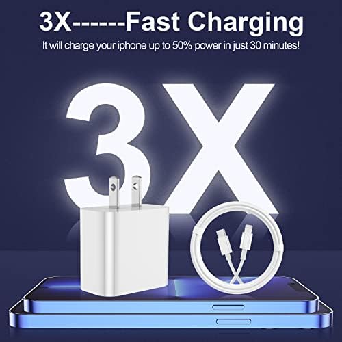 Ultra-Fast i Phone Charging Solution: 4-Pack MFi Certified Charger Set with 2 Type C Wall Blocks & 2 Durable 6 FT USB C to Lightning Cables for i Phone 14, 13, 12, 11 Pro Max & SE 2022 – Optimal Performance and Portability