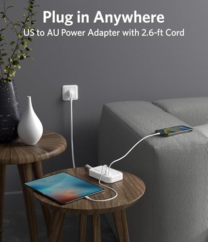 Ultimate BESTEK Type G Travel Power Adapter: 3 AC Outlets & 4 High-Speed USB Ports with 20 W PD for Rapid Charging – Ideal for Hassle-Free US to UK Travel, Compatible in Ireland, Scotland, and Hong Kong – 2.6 ft Flexible Cord for Enhanced Convenience and Multi-Device Power Solutions