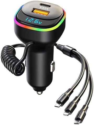 Ultra-Fast 100 W USB C Car Charger – 3-in-1 PD35 W Adapter for i Phone 15 Pro Max, Samsung Galaxy S22/21 & Google Pixel – Multi-Device Compatibility with Safety Features for On-the-Go Charging Efficiency