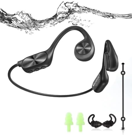 Bone Conduction Waterproof Headphones for Active Lifestyles – IPX8 Rated Open-Ear Bluetooth 5.3 Earbuds with 32 GB MP3 Player for Swimmers, Runners, and Cyclists – Lightweight Design for Superior Comfort and Safe Listening Experience