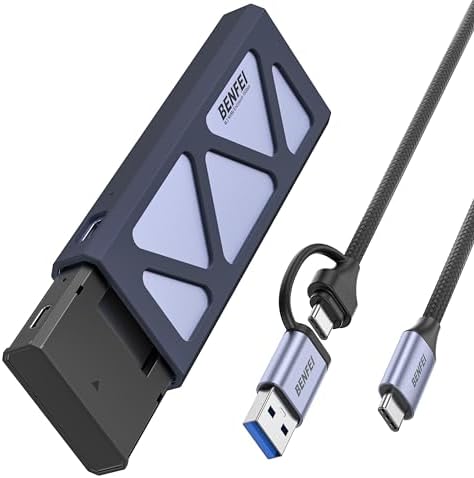 Elevate Your Storage Game with BENFEI Tool-Free M.2 NVMe SSD Enclosure – Ultra-Fast 10 Gbps USB C Adapter with 10 s Power Loss Protection for 2230/2242/2260/2280 SSDs – Perfect for Gamers, Content Creators, and Professionals Seeking Enhanced Data Security and Speed