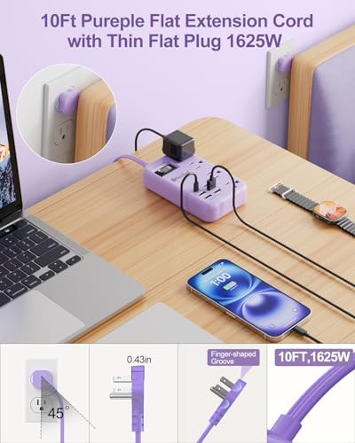 International Travel Power Adapter with 6 USB Ports and 4 AC Outlets – Versatile Plug Converter for European Destinations Including UK, France, Italy, and Germany – Compact 3 ft Extension Cord with Surge Protection for Enhanced Device Safety and Charging Efficiency