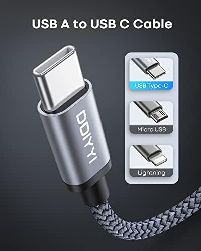 USB Type C Cable 5Pack (3/3/6/6/10FT), Nylon Braided USB C Cable Fast Charger Cord for iPhone 16/15, Samsung Galaxy S24 S23, LG V30 V20 G5 G6, PS5, Google Pixel, Redmi, HTC – Enhanced Compatibility and Speed