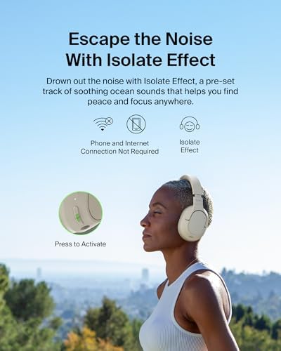 Belkin Sound Form Isolate Bluetooth Over-Ear Headphones – Premium Hybrid Active Noise Cancelling Technology for Immersive Audio, Luxurious Cloud Cushion Design for All-Day Comfort, Unmatched 60-Hour Battery Life with Quick Charge, Advanced Bluetooth 5.4 Connectivity for Crystal-Clear Sound – Ideal for Travel, Home, and Office Use in Elegant Sand Finish