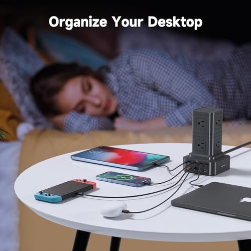 Revolutionize Your Charging Experience with the 100 W USB-C Charging Station – 13-in-1 Surge Protector Power Strip Featuring 4 Rapid PD USB-C & 4 Versatile USB-A Ports for Seamless Compatibility with Mac Book Pro/Air, i Phone 15/14, i Pad, and More – Ultimate Multi-Device Charging Solution for Home and Office Efficiency