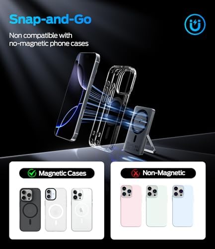 MOVE SPEED 0.35″ Mag Safe Portable Charger – 5000 m Ah Slim Power Bank with 22.5 W Fast Charging & Kickstand for i Phone 16/15/14/13/12 Series in Glacier Gray – Ultimate Charging Solution with Magnetic Attachment for On-the-Go Lifestyle and Enhanced Device Compatibility