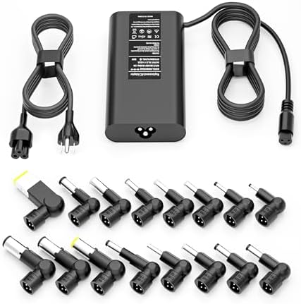 Ultimate 90 W Universal AC Laptop Charger with 16 Interchangeable Tips for Broad Compatibility and Fast Charging – Ideal Replacement for Dell, HP, Acer, Asus, Lenovo, and More – Global Input/Output Voltage Support 100-240 V 50/60 Hz – Reliable Power Supply for Notebooks and Ultrabooks – Exceptional Customer Support Guaranteed