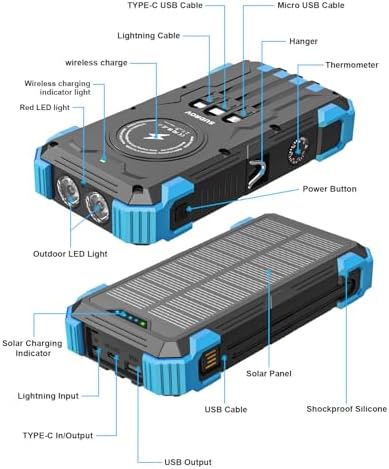 High-Capacity 42800 m Ah Solar Power Bank – Ultimate Outdoor Portable Charger with Wireless Fast Charging & Dual LED Flashlights for i Phone, Samsung, and More – Eco-Friendly Energy Solution Designed for Adventure Seekers