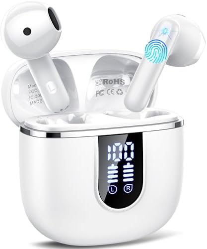 Cillso Bluetooth 5.4 Wireless Earbuds – Superior Hi-Fi Stereo Sound with 4-Mic Noise Cancellation, 40-Hour Long Battery Life, IP7 Waterproof Design, Quick USB-C Charging, and Dual LED Battery Indicator – Perfect for On-the-Go Music Lovers and Active Professionals