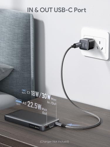 High-Capacity 20,000 m Ah Portable Power Bank with 30 W Fast Charging – Triple USB-C Ports and LED Display for i Phone, Samsung, Mac Book & More – Ultimate Solution for On-the-Go Device Charging