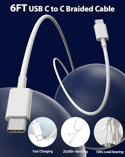 Fast Charge Dual USB-C Car Charger for i Phone 16/16 Pro Max/15 with Braided Nylon Cable – High-Speed PD3.0 Adapter for Convenient On-the-Go Charging – Durable, Compact Design for i Pad Compatibility – Tangle-Free Solution for Everyday Use – Essential Road Trip Companion