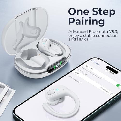 90-Hour Bluetooth Wireless Earbuds – Sweatproof Sport Earphones with Secure Earhook & LED Display Charging Case – Unmatched Sound Quality for Active Lifestyles – Ideal for Intense Workouts & Outdoor Adventures Compatible with i OS & Android Devices