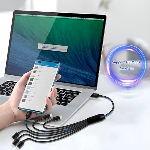 Herfair 6-Way Micro USB Splitter Cable – 4.92 FT Multi Charging Cord for Enhanced Device Connectivity and Fast Data Transfer – USB 2.0 Type A Male to 6 Micro USB Male Adapters – Universal Compatibility for Smartphones, Tablets, and More