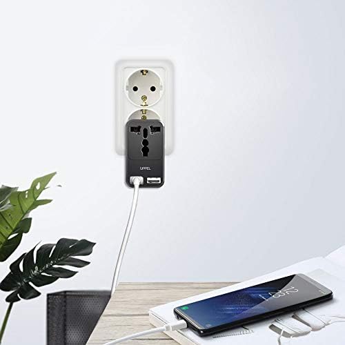 Compact European Travel Power Adapter with Dual USB Ports – UPPEL Efficient US to EU Plug Converter for Hassle-Free Charging in Spain, Italy, France, Germany & Iceland – Reliable, Surge-Protected Power Solution for Global Explorers
