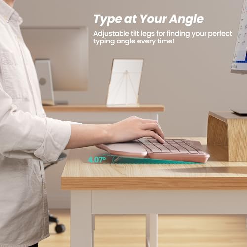 Nulea RT05 B Bluetooth Ergonomic Split Keyboard – Rechargeable Wireless USB-C Design with Cushioned Wrist Rest for Ultimate Comfort, Compatible with Windows & Mac (F-Yellow) – Enhance Your Typing Experience and Boost Productivity