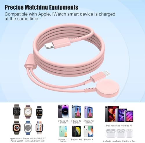 Revolutionary 2-in-1 USB C Magnetic Charger for Apple Devices – MFi Certified 20 W Fast Charge Cable with 6-ft Flexibility for Ultimate Convenience – Perfect Compatibility with Apple Watch Series 8/7/SE/6/5/4/3/2/1 and i Phone 14/13/12/11/XS – Your Premium Solution for Rapid Power Delivery on the Go
