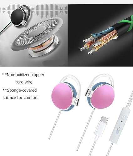 Elevate Your Sound Experience with C-YOUNG USB-C Over-Ear Sports Earbuds – Engineered for Small Ears, Featuring Ergonomic Design, Integrated Microphone, and User-Friendly Volume Control for i Pad and Android Devices, Ensuring Superior Comfort and Exceptional Audio Quality During Your Workouts