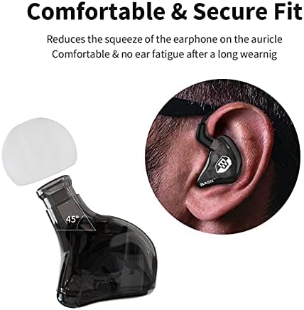 BASN Bsinger PRO Dynamic Driver In-Ear Monitor Headphones for Musicians – Premium Noise Isolating Earbuds with Dual Detachable MMCX Cables (Sleek Black Finish) for Ultimate Sound Clarity and Comfort
