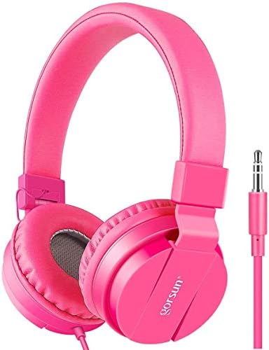 Gorsun Pink Adjustable Kids Headphones – Lightweight Stereo Earphones for Toddlers, Customizable Fit for Growing Ears, Durable Design for Learning & Play, Ideal for All Devices, Protect Hearing with Volume Limiting Features