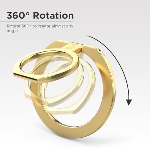 Magnetic Phone Grip Ring Stand for i Phone 16 Series – Premium Gold Kickstand Holder for Mag Safe Compatibility – Effortless Attachment for Hands-Free Streaming & Meetings – Versatile Design with Metal Stickers for Non-Mag Safe Phones – Lifetime Warranty & 30-Day Money Back Guarantee