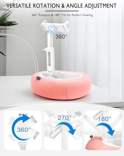 Ultimate Comfort Tablet Pillow Stand: Versatile 360° Rotating Holder Compatible with 5″-12.9″ Devices – Soft Plush Fabric, Detachable Snack Bowl, Ideal for Reading & Relaxation in Bed – Perfect for Kindle, i Pad, Samsung & More