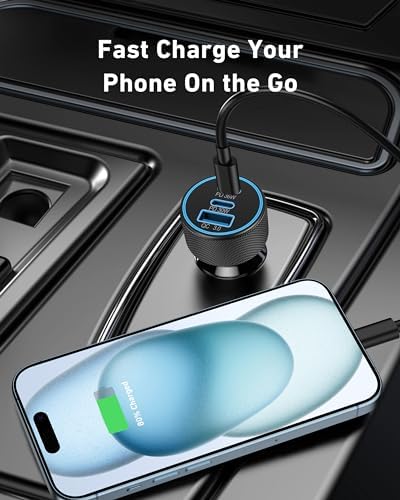 Ultimate 3-Port USB C Car Charger – 67 W High-Speed Dual USB-C & USB-A Adapter for i Phone 16/15/14/13/12/11/Pro Max, Samsung Galaxy S25/S24/S23/S22/S21, Pixel & Android Devices – Rapid PD/QC Charging with Safety Features for Road Trips and Daily Commutes