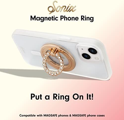 Elevate Your i Phone Experience with the Sonix Magnetic Phone Grip – Stylish Rhinestone Ring Holder for i Phone 12, 13, 14, 15 Series – Effortless 360° Rotation and Secure Mag Safe Compatibility – Sleek Silver/Clear Design for Ultimate Functionality and Fashion