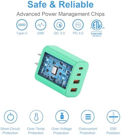 Compact 40 W Dual Port USB C Charger Block – Rapid Charge Cube for i Phone 11-16 Pro Max, i Pad, Samsung & More – Stylish Yellow Power Delivery & Quick Charge Technology for Ultimate Travel Convenience and Device Compatibility