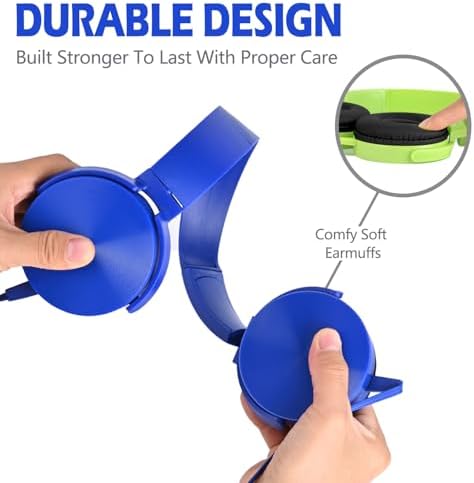 Exceptional Wireless Comfort for Learning – 2 Pack Kids Headphones with Soft Swivel Ear Pads for Engaging Online Education, Stylish Light Blue & Purple On-Ear Designs Ideal for School Use and Virtual Classrooms, Durable Wired Connectivity for Laptops and Meetings