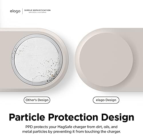 elago W Stand for Mag Safe Charging: Optimized Station for Apple Watch, i Phone 12-16 Series, and Air Pods – [Stone] – Enhance Your Charging Speed and Organization with Durable Design and Optimal Viewing Angle