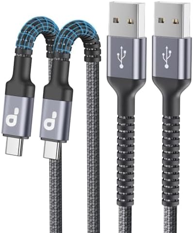 10 FT USB-C to USB-C Charging Cable 2-Pack – Premium Fast Charge & Data Transfer Solution for i Phone 16, Samsung Galaxy S23, LG, Nintendo Switch – Flexible, Durable Nylon Braided Design for Ultimate Convenience and Longevity