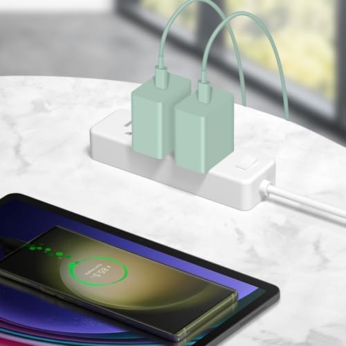Power Up in Style: 45 W Type C Charger 2-Pack with 10 FT Cables – Fast Charging for i Phone 15/16, i Pad Pro, Galaxy S21-S25 – Sleek Pink Design for Enhanced Compatibility and Portability – Ideal Android Charger for Busy Lifestyles